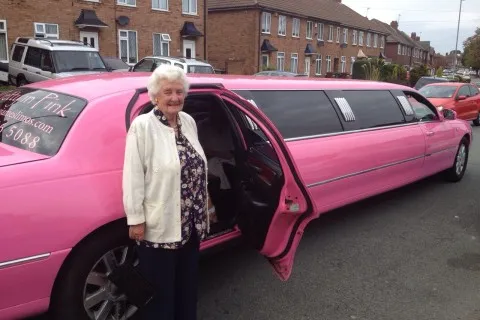 88th Birthday treat in the pink limo!